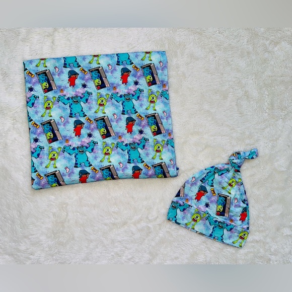 NWT Monster Inc Bamboo Swaddle & Hat Set - Picture 3 of 6